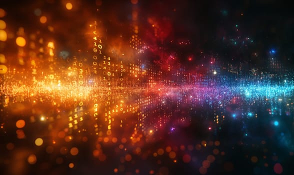 Blurry lights of various colors shining in the dark.