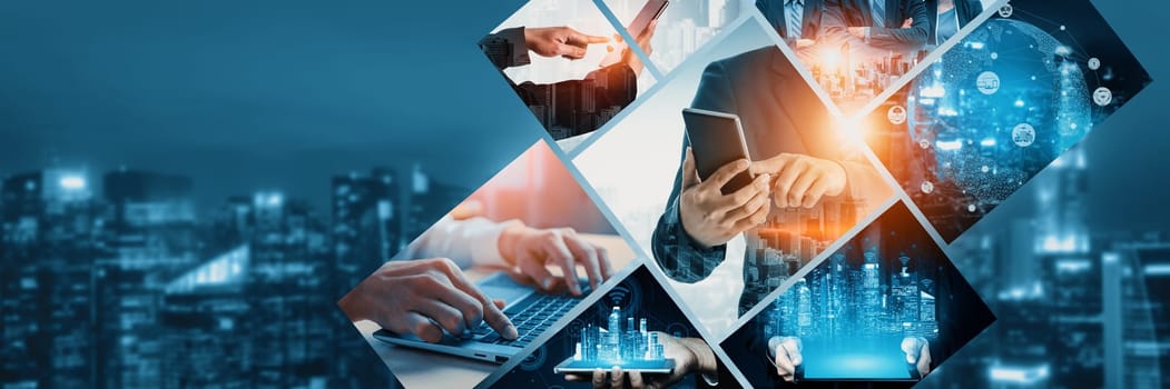 Communication technology , smart connection IOT and people network technology concept. People using connective device to connect to the secured internet network and cloud computing server kudos