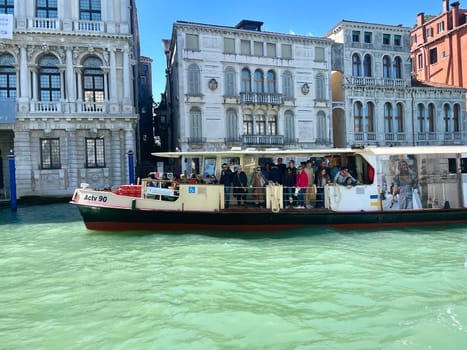 Italy, April 25, 2024. The Grand Canal or Grand Canal is the most famous canal in Venice on Rialto Island, one of the city's main transport routes. High quality photo