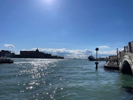 Italy, April 25, 2024. The Grand Canal or Grand Canal is the most famous canal in Venice on Rialto Island, one of the city's main transport routes. High quality photo