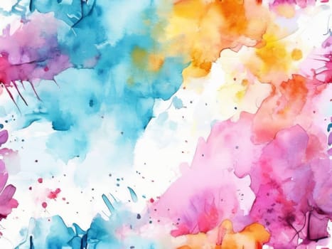 Bright watercolor background. Colorful watercolor backdrop with brushes smears on white paper background as watercolor background with copy space.