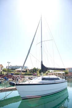 pleasure boat on the water on a sunny summer day.