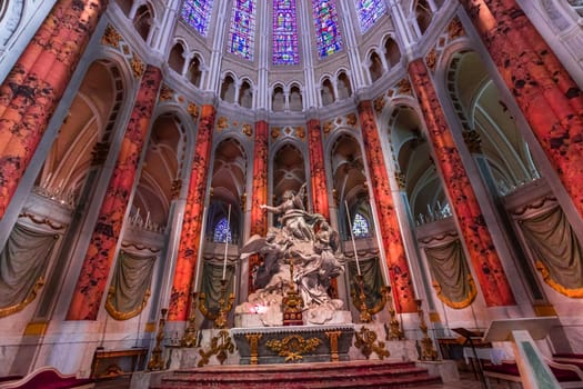 CHARTRES, FRANCE, MARCH 27, 2022 : altar and choir of Cathedral of Our Lady of Chartres 