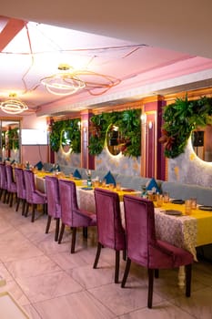 tables in a modern stylish cafe. family leisure restaurant.