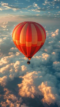 A hot air balloon flying, start of new fun adventure or a travel, landscape, travel with friends