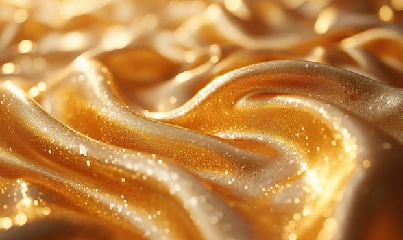 Detailed close-up view of a shiny gold surface. Selective focus.