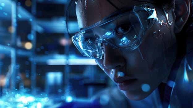 The picture of the forensic or genetic scientist concentrated in working inside the laboratory about chemistry and biology that analyze the evidence from the crime scene and the investigation. AIG43.