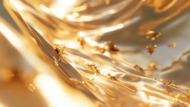The abstract picture about gold water or liquid that has been flowing, waving, shining and reflected light to the camera like it has been made the light by itself that make it so beautiful. AIGX01.