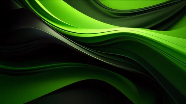 Abstract background design: Green and black abstract wavy background. Vector illustration for your design