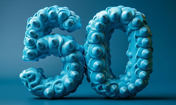 Number 50 on an abstract colored background. Selective soft focus.