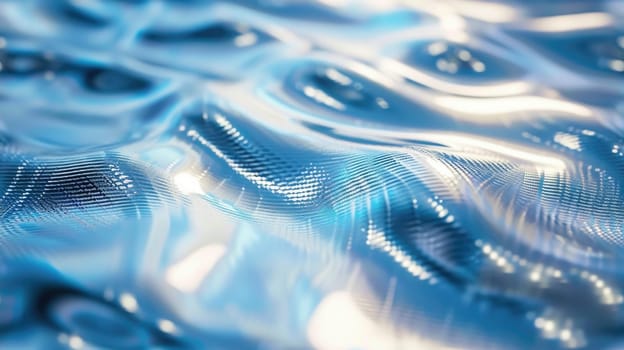 The silver fabric abstract picture in form of the brightly reflecting wave that seems like liquid yet looks solid at the same time and also bright shine with the source of the light of itself. AIGX01.