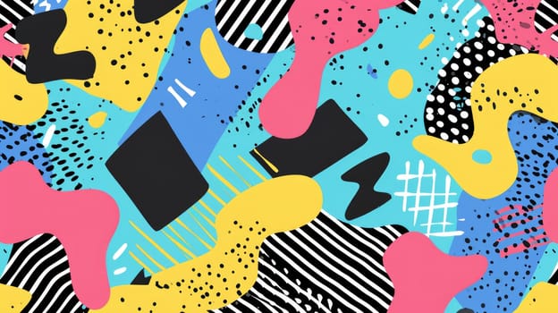 The picture of the colourful abstract shape wallpaper that has been mix with the primary colours and has become the colourful abstract various shapes that fill in every part of the wallpaper. AIGX01.