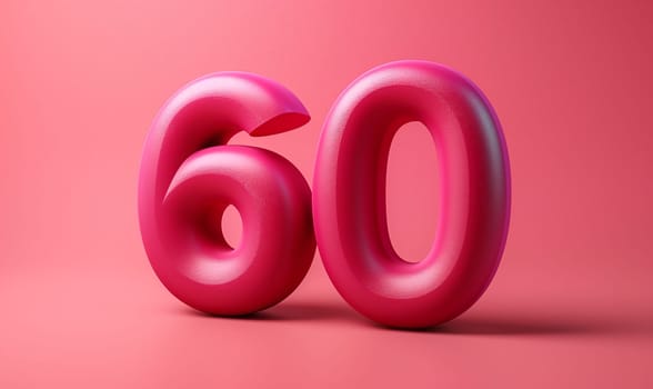Number 60 on an abstract colored background. Selective soft focus.