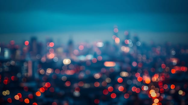 A blurred view of a city at night, with glowing lights from buildings and vehicles creating a dynamic urban atmosphere - Generative AI