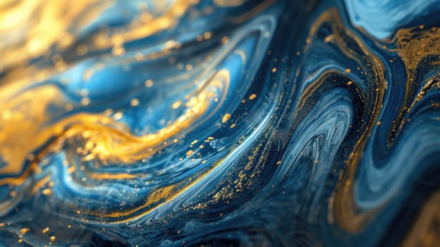 The abstract picture of the two colours between blue and yellow colour that has been mixed with each other in the form of the ink or liquid to become beautifully view of this abstract picture. AIGX01.