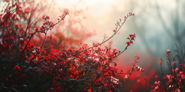 The close up abstract picture of the red colour flower and plant that has been growing and blooming from the beautifully view in the nature that cannot be found in the any normal situation. AIGX01.