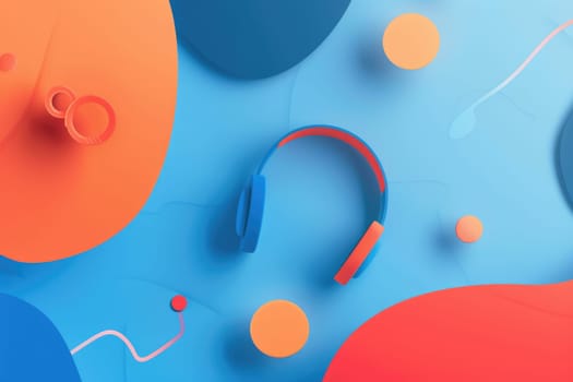 A blue and orange background with a pair of headphones. AIG51A.