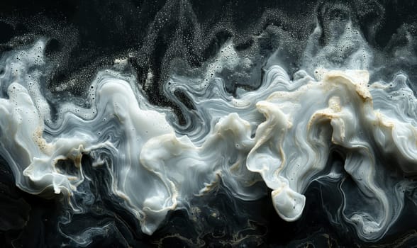 Black and white abstraction on a black background. Selective focus.