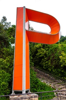 Pattaya Chon Buri Thailand 27. October 2018 Pattaya City name sign letterig letters on hill in Pattaya Bang Lamung Amphoe Chon Buri Thailand in Southeastasia Asia.