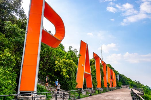 Pattaya Chon Buri Thailand 27. October 2018 Pattaya City name sign letterig letters on hill in Pattaya Bang Lamung Amphoe Chon Buri Thailand in Southeastasia Asia.