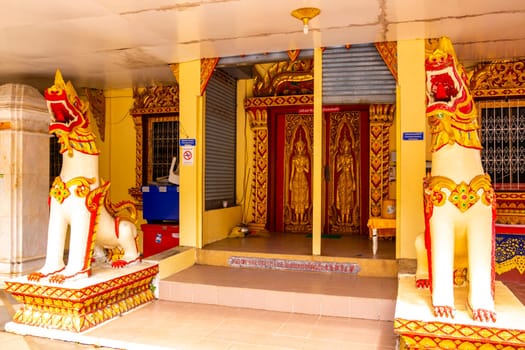 Entrance to golden gold Wat Phra That Doi Suthep temple temples building in Chiang Mai Amphoe Mueang Chiang Mai Thailand in Southeastasia Asia.