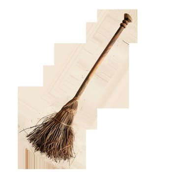 Cut out retro photo of halloween broomstick ai generated image