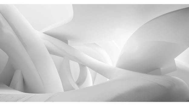 A white, abstract, 3D rendering of a room with curved walls and a curved floor. AIG51A.