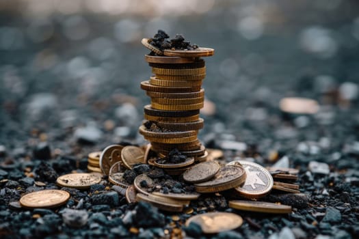 Economic downturn, debt crisis and market crash concept shown by shattering coins AIG41