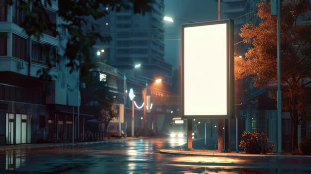 A photo of an empty billboard at night in the rain AIG51A.