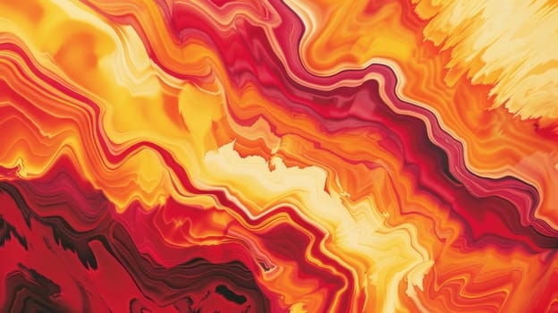 A vibrant painting capturing the intense heat and beauty of a flame. The artwork displays a stunning pattern of amber, orange, and peach colors, reminiscent of a geological phenomenon AIG50
