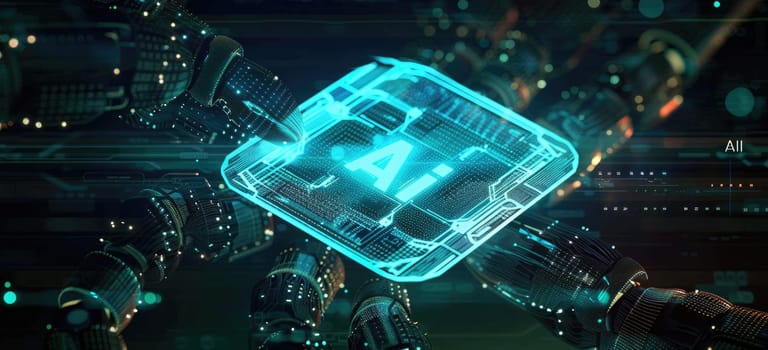 Interact with AI artificial intelligence brain processor in concept of AI artificial intelligence engineering, big data and AI machine learning to use generative AI for business support. LLMs