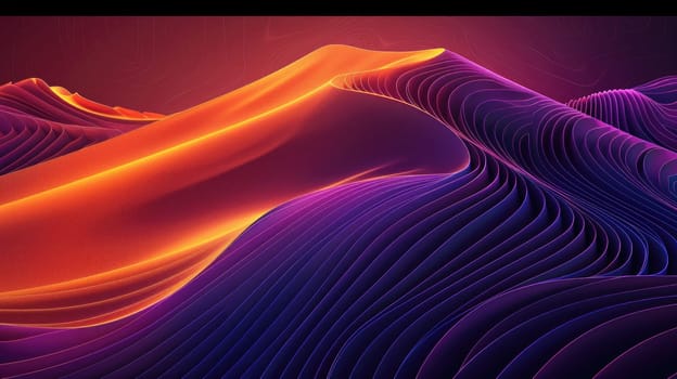 3d render of a desert with glowing purple sand dunes under a setting sun AIG51A.