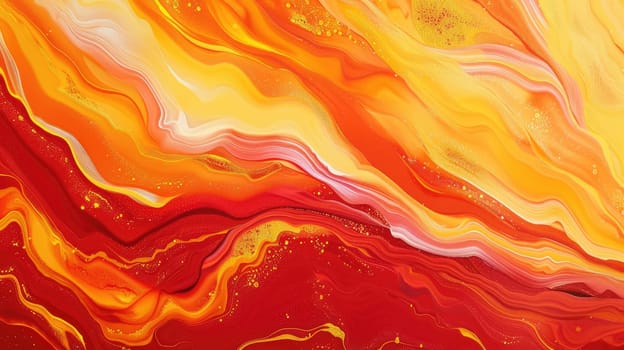 A vibrant painting capturing the intense heat and beauty of a flame. The artwork displays a stunning pattern of amber, orange, and peach colors, reminiscent of a geological phenomenon AIG50