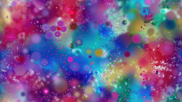 Colorful abstract painting with a lot of round shapes and bright colors. AIG51A.