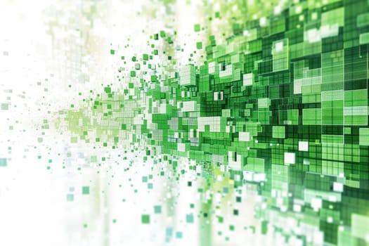 Green and white abstract background of squares. AIG51A.