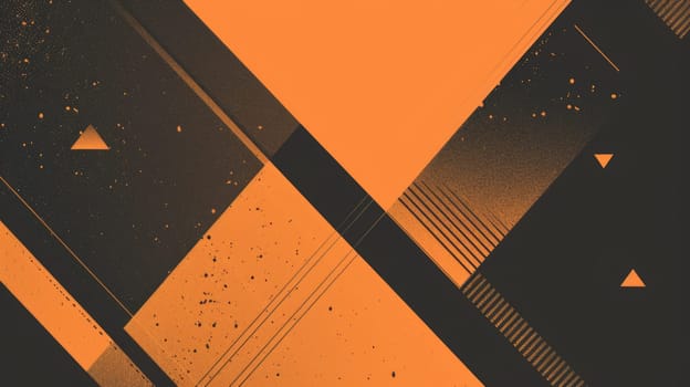 An abstract background of orange and black geometric shapes. AIG51A.