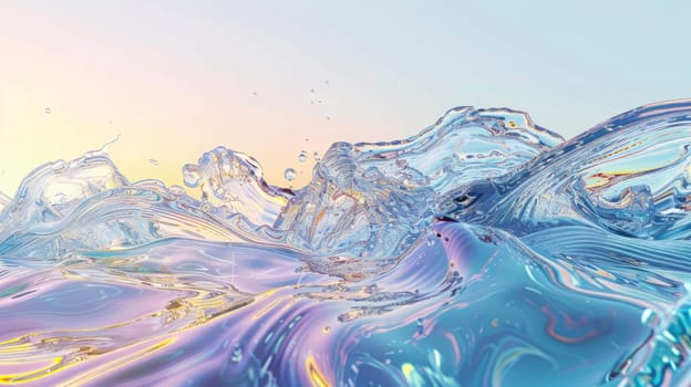A painting depicting a wind wave in the ocean, showcasing the beauty of water resources in the ecoregion. The liquid merging with the sky in a natural landscape art AIG50