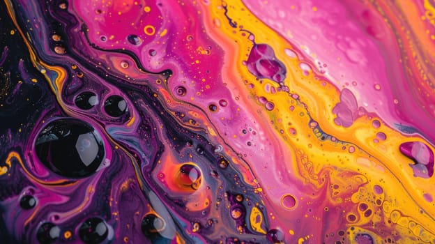 An artistic abstract acrylic painting with features various shades of various color, with lighter tones accenting the center. The paint is swirled and blended to create a dreamlike quality. AIG42.