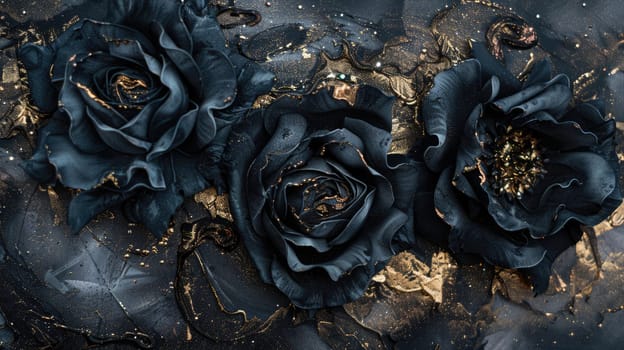 Black roses with gold accents on a black background AIG51A.