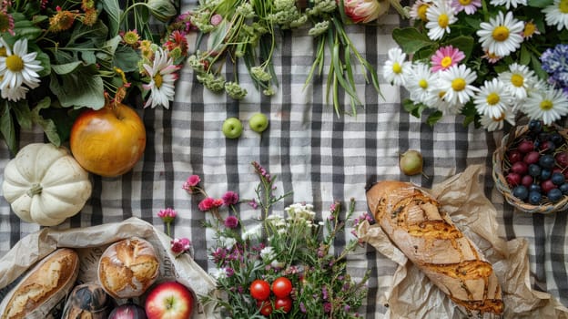 A variety of plantbased foods such as fruits and leafy vegetables are displayed on the table, perfect for creating delicious and healthy recipes with natural ingredients AIG50