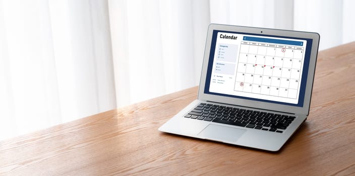 Calendar on computer software application for modish schedule planning for personal organizer and online business