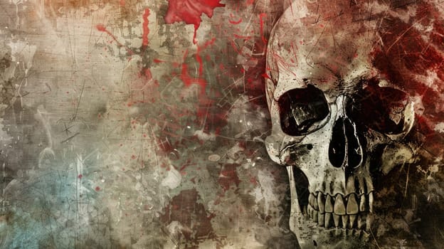 A skull on a grunge background with blood splatters. AIG51A.