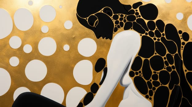 The picture of human head that does not look directly at the camera and painted with gold, black and white colour theme that has been used to express feeling of beautiful, premium and elegant. AIGX01.