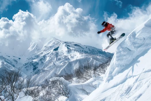 Snowboarding with a stock photo of a snowboarder executing a jump in a terrain park