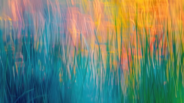 A vibrant painting showcasing a close up of a fireball against a backdrop of a colorful sky and water, capturing the intense heat and atmospheric phenomenon AIG50
