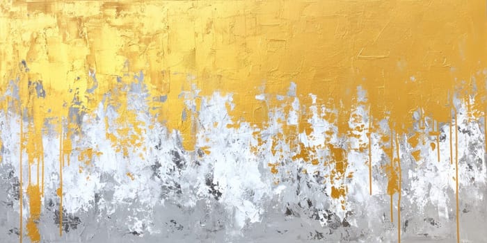 The abstract picture of the gold, grey and white colour that has been painted or splashed on the white blank background wallpaper to form random shape that cannot be describe yet beautiful. AIGX01.