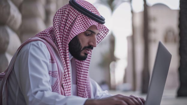 arabic man use laptop computer in office AIG51A.