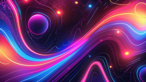 A close up of a vivid array of neon lights glowing in shades of purple, pink, magenta, and violet against a dark background, resembling an organism or plant with striking visual effect lighting AIG50
