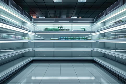 An empty grocery store with empty shelves AIG51A.