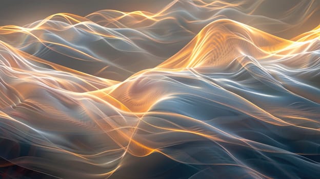 An abstract landscape of glowing waves of light and energy AIG51A.